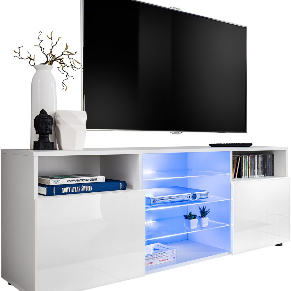 RTV Urbino Schrank, Weiß/Weiß LED-Beleuchtung Blau