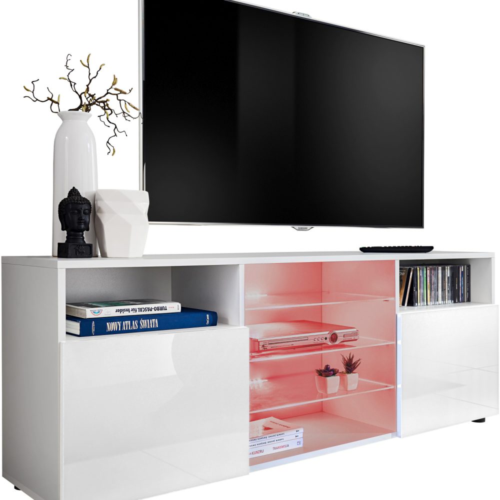 Urbino RTV Schrank, Weiß/Weiß RGB LED Beleuchtung