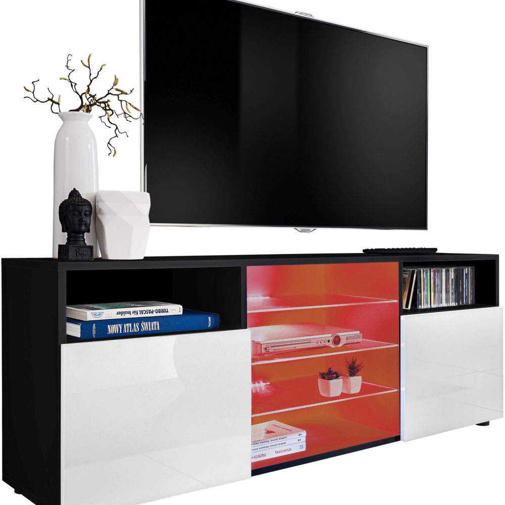 Urbino RTV Schrank, Weiß/Schwarz RGB LED Beleuchtung