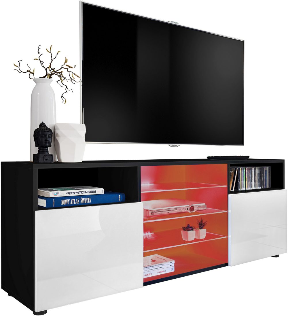 OLYMPUS DIGITAL CAMERA Urbino RTV Schrank, Weiß/Schwarz RGB LED Beleuchtung – Bild 1