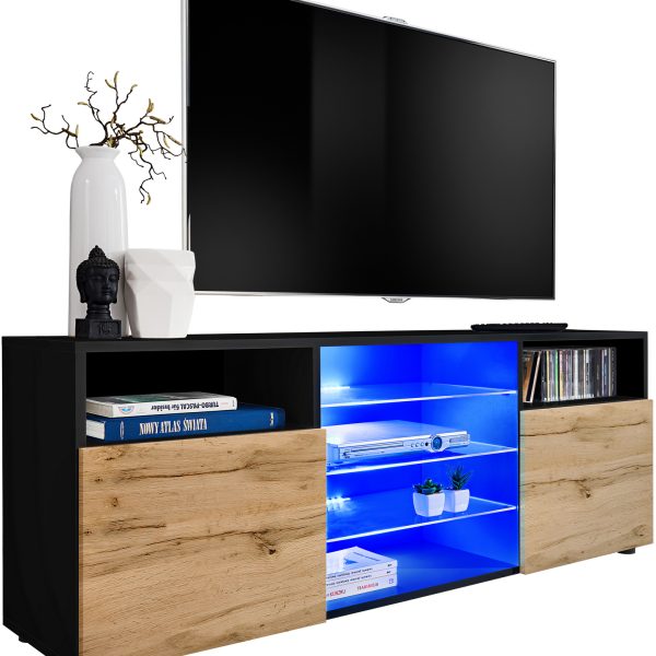 RTV Urbino Schrank, Wotan/Schwarz LED Beleuchtung Blau