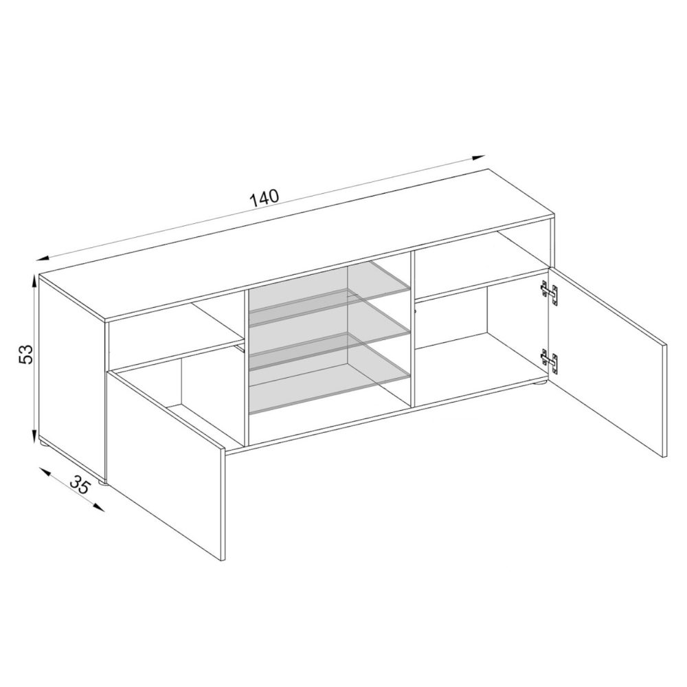 RTV Urbino Schrank, Wotan/Schwarz LED Beleuchtung Blau – Bild 2