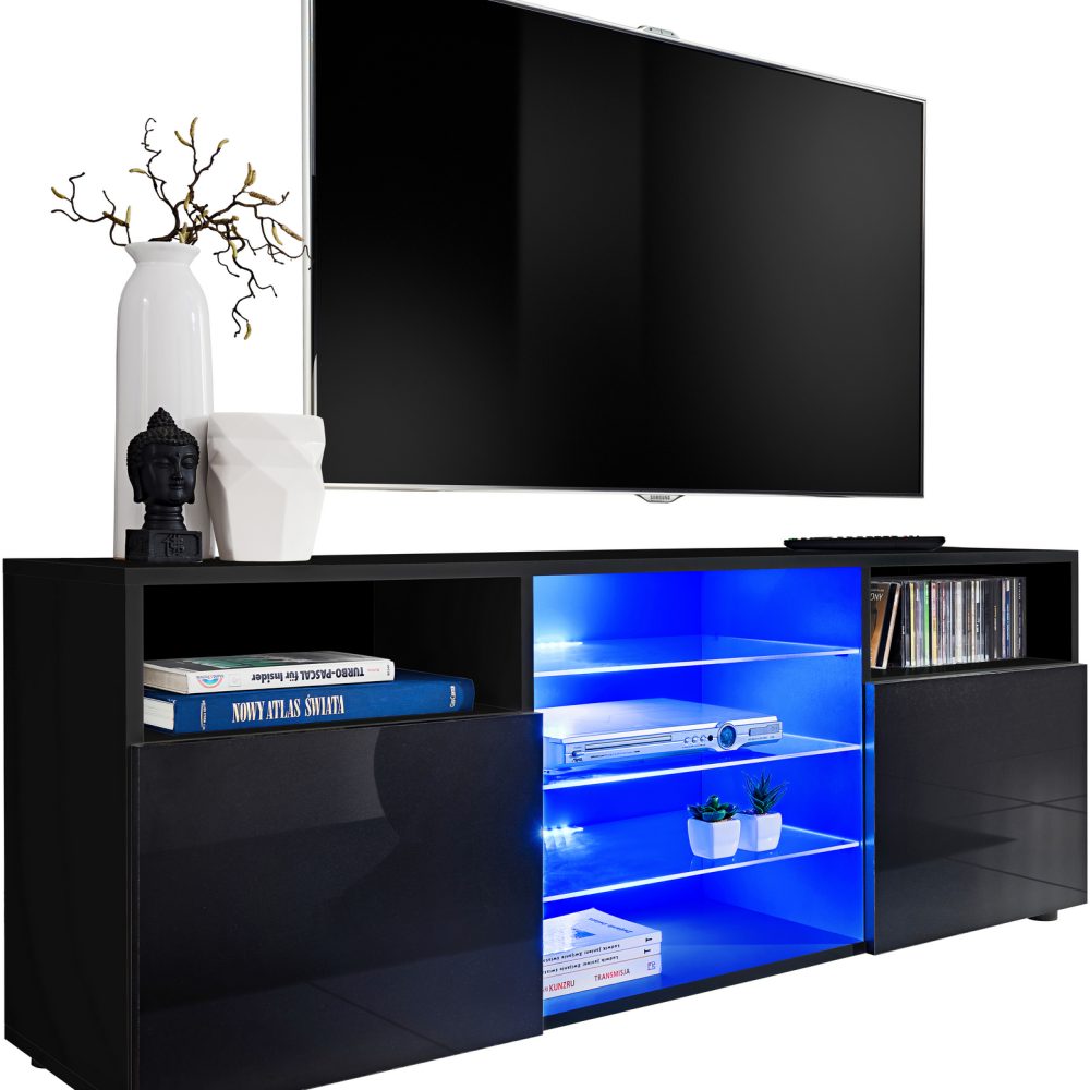 RTV Urbino Schrank, Schwarz/Schwarz LED-Beleuchtung Blau