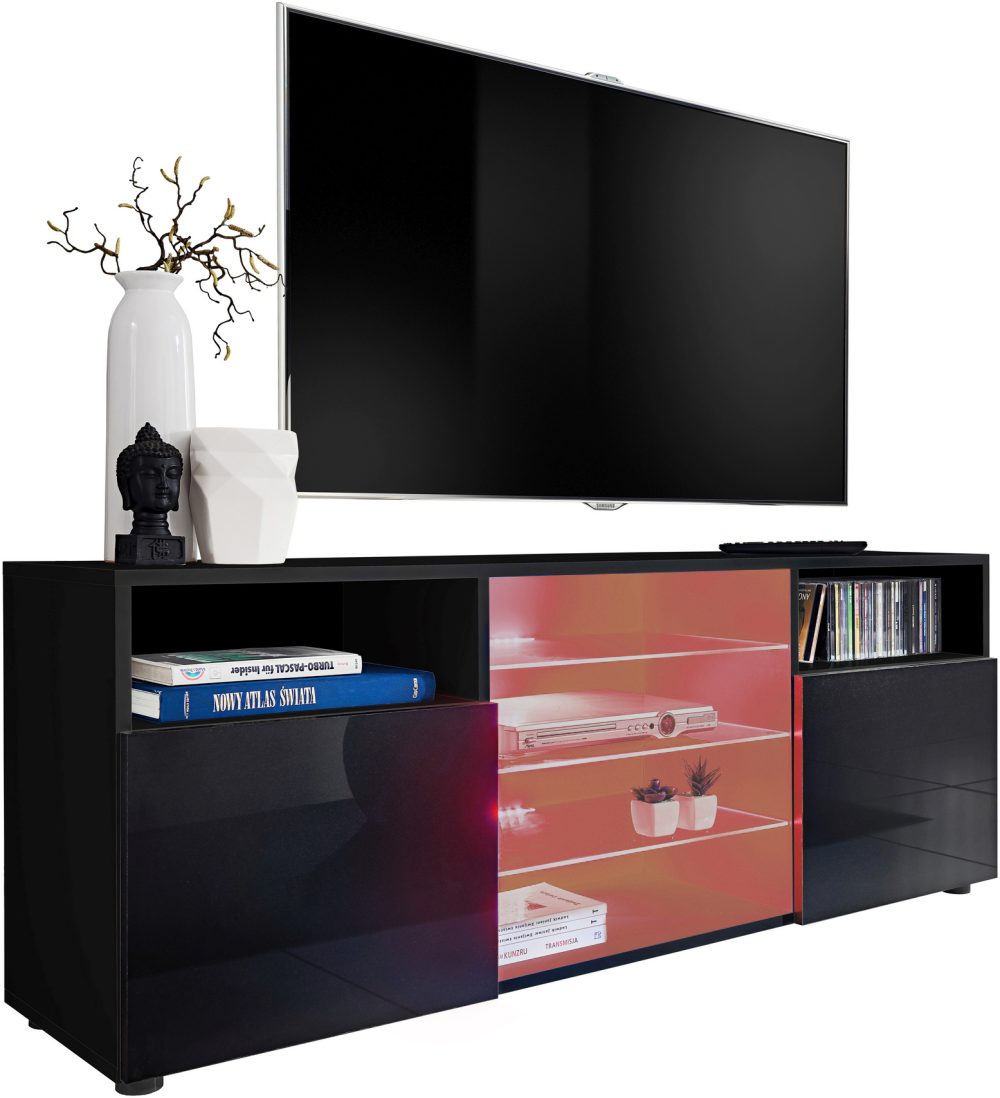 OLYMPUS DIGITAL CAMERA Urbino RTV Schrank, Schwarz/Schwarz RGB LED Beleuchtung – Bild 1