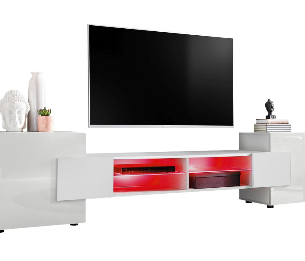 TV Schrank Merano , Weiß/Weiß, RGB LED Beleuchtung