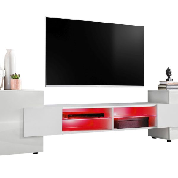 TV Schrank Merano , Weiß/Weiß, RGB LED Beleuchtung