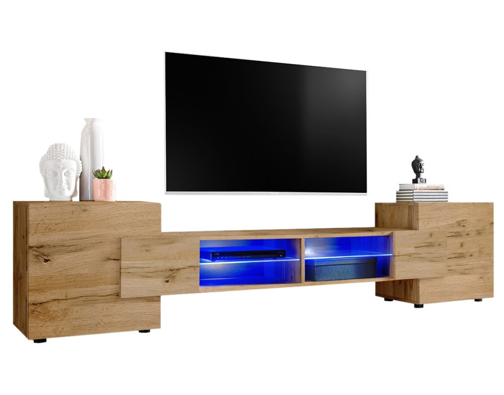 IRTVA024W044W04L1XXX_00 TV Schrank Merano, Wotan/Wotan LED Beleuchtung Blau – Bild 1