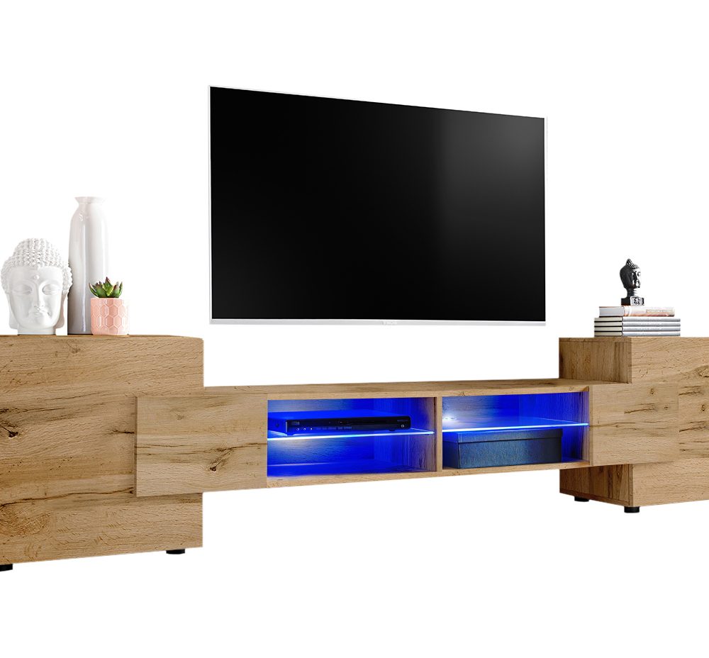 TV Schrank Merano, Wotan/Wotan LED Beleuchtung Blau