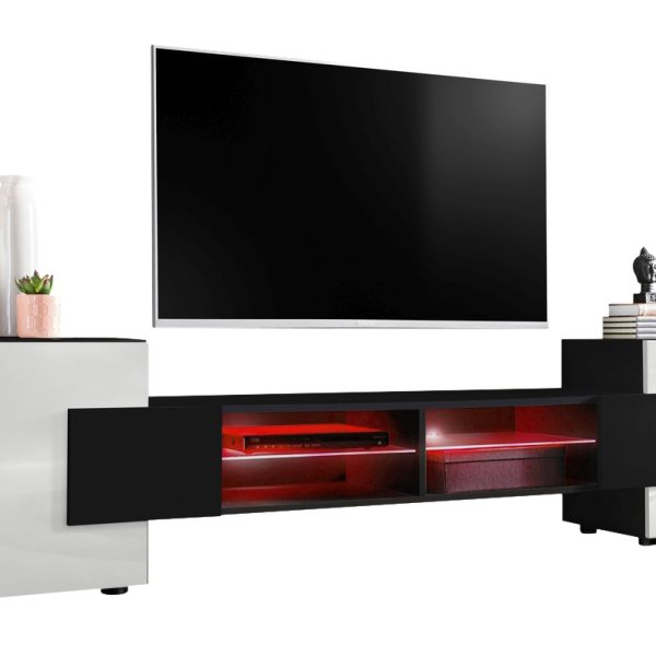 TV Schrank Merano, schwarz/weiße, RGB-LED-Beleuchtung