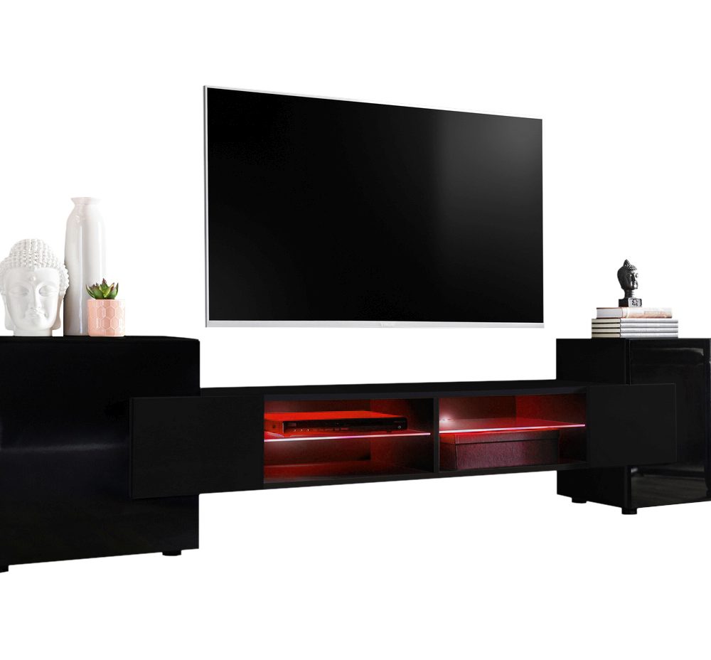 TV SchrankMerano , Schwarz/Schwarz, RGB LED Beleuchtung