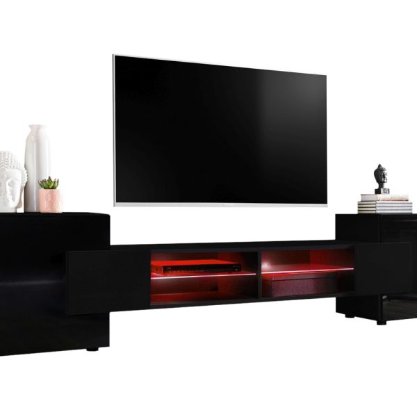 TV SchrankMerano , Schwarz/Schwarz, RGB LED Beleuchtung