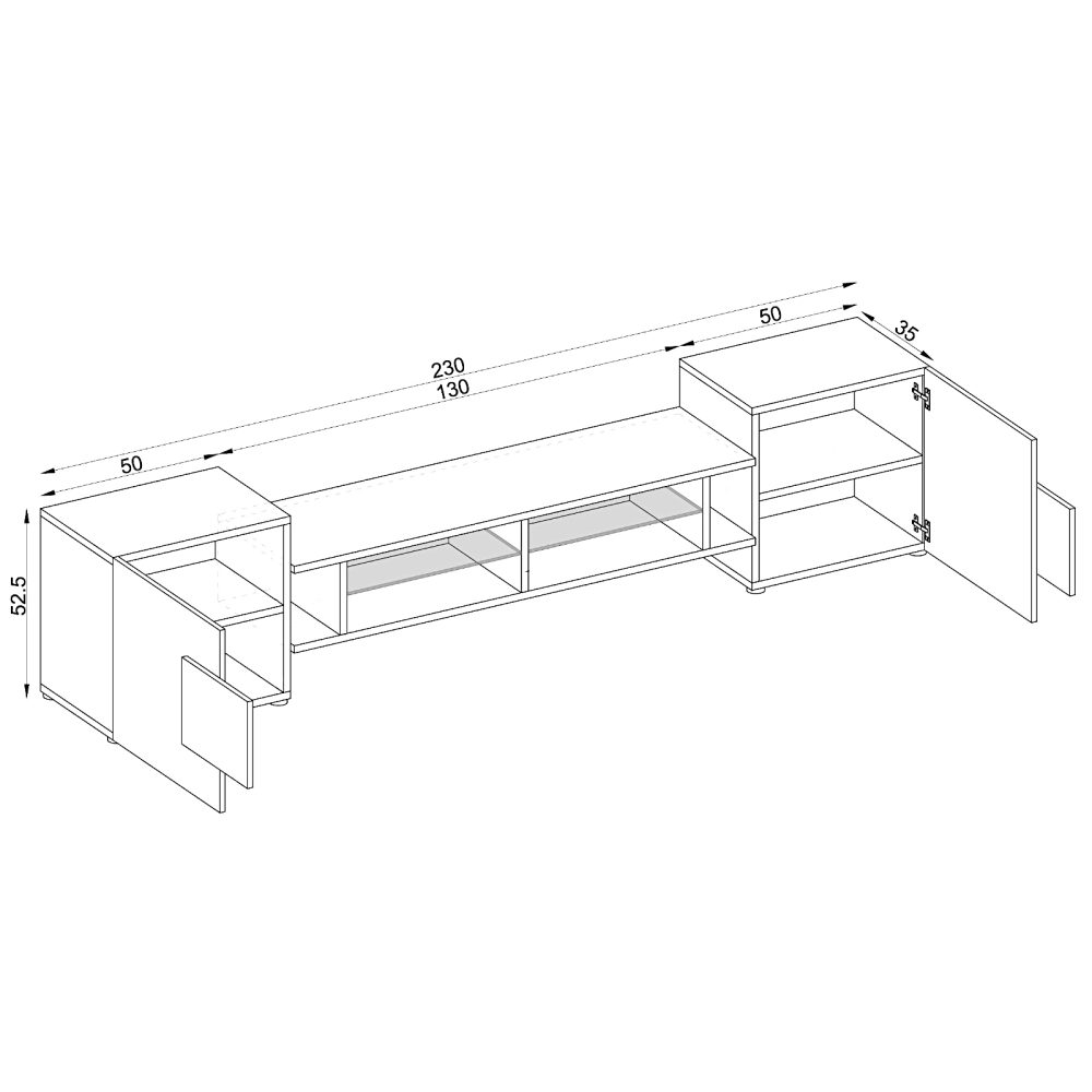 TV Schrank Merano, Weiß/Schwarz RGB LED Beleuchtung – Bild 2