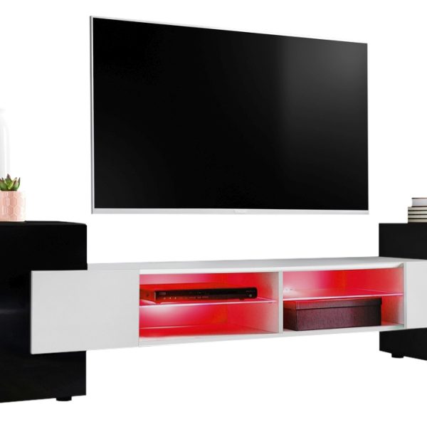 TV Schrank Merano, schwarz/weiße, RGB-LED-Beleuchtung