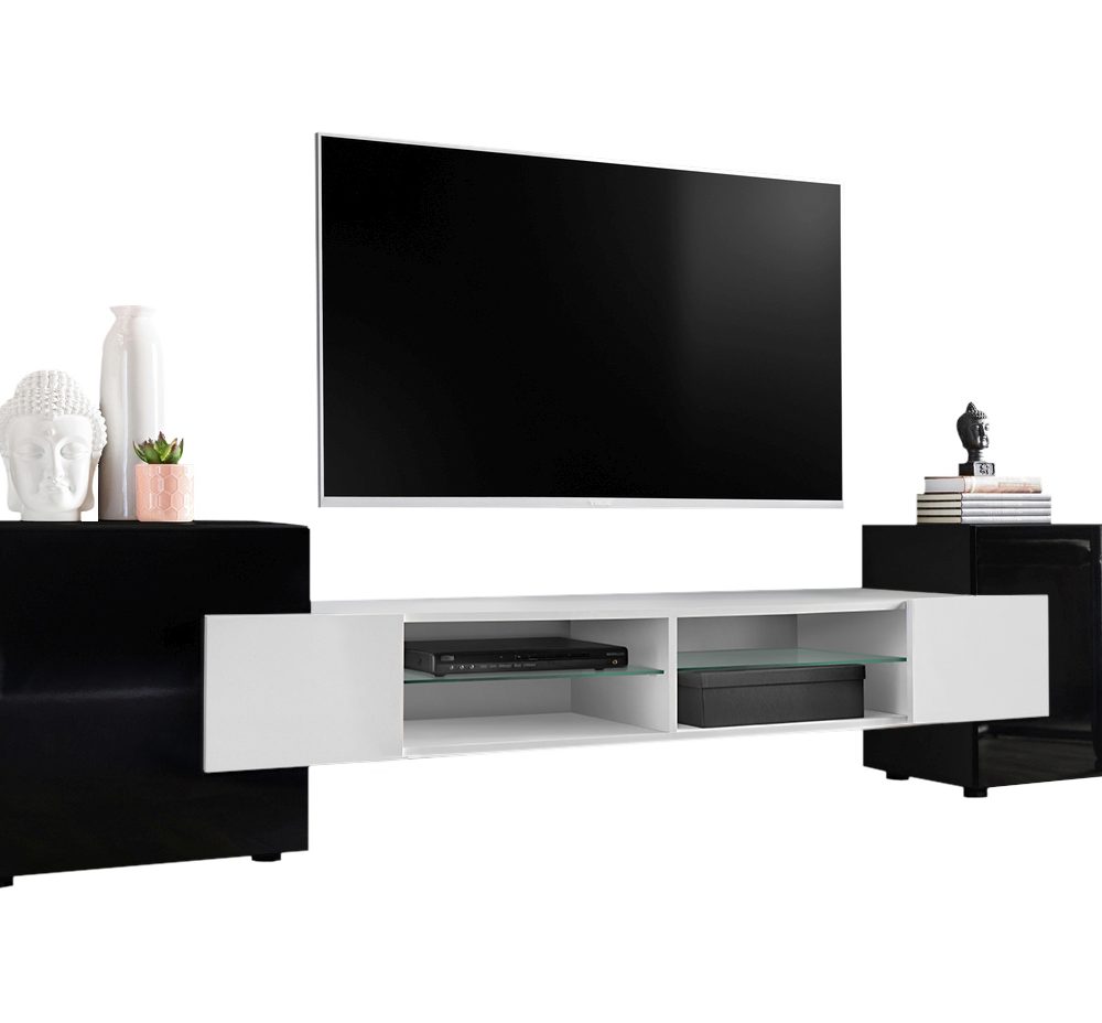 Merano RTV Schrank, Schwarz/Weiß