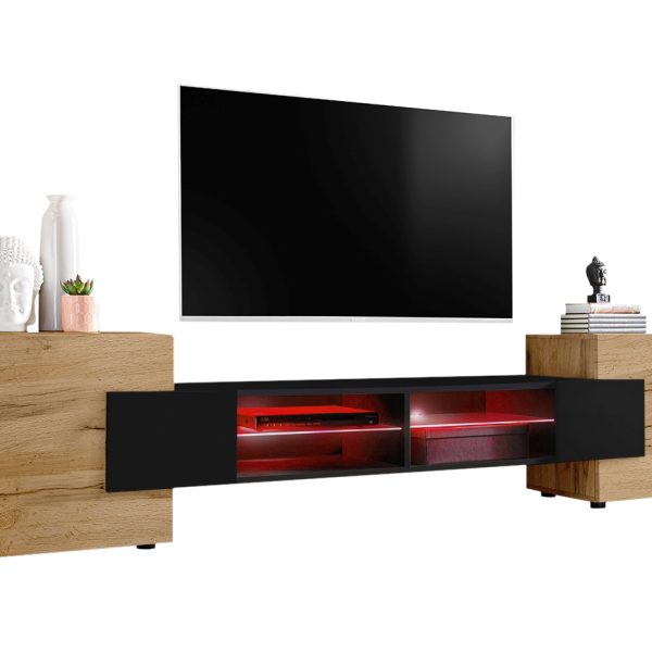 TV Schrank Merano, Wotan/Schwarz LED RGB Beleuchtung