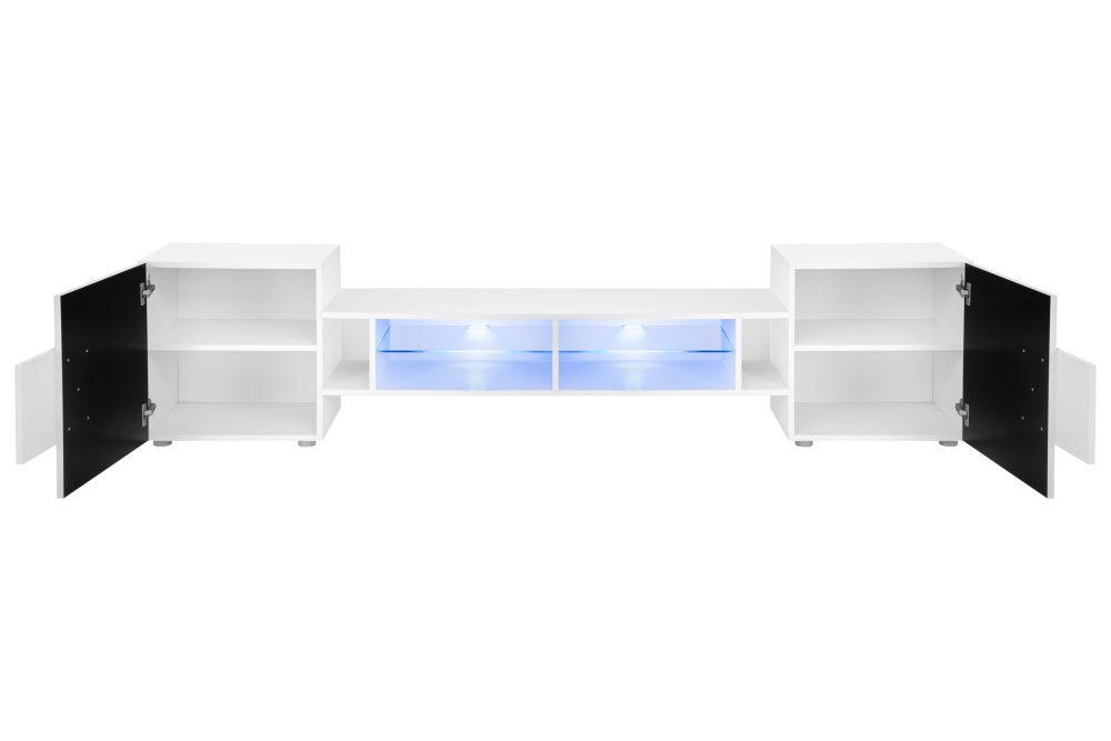 TV Schrank Merano, Wotan/Schwarz LED-Beleuchtung Blau – Bild 3