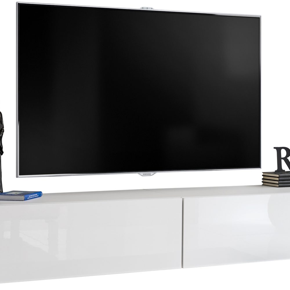 Loreto Hängeschrank für RTV, Weiß/Weiß