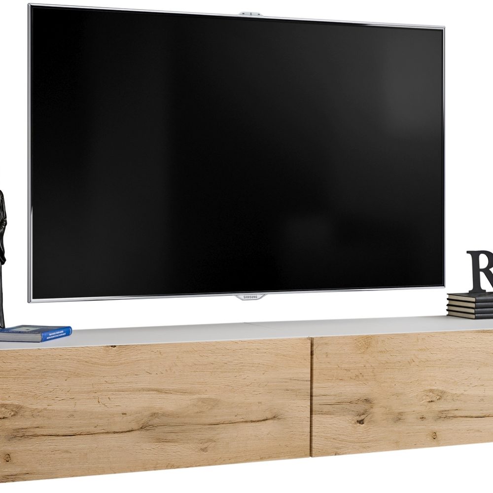 Loreto wandmontierter RTV-Schrank, Wotan/Weiß