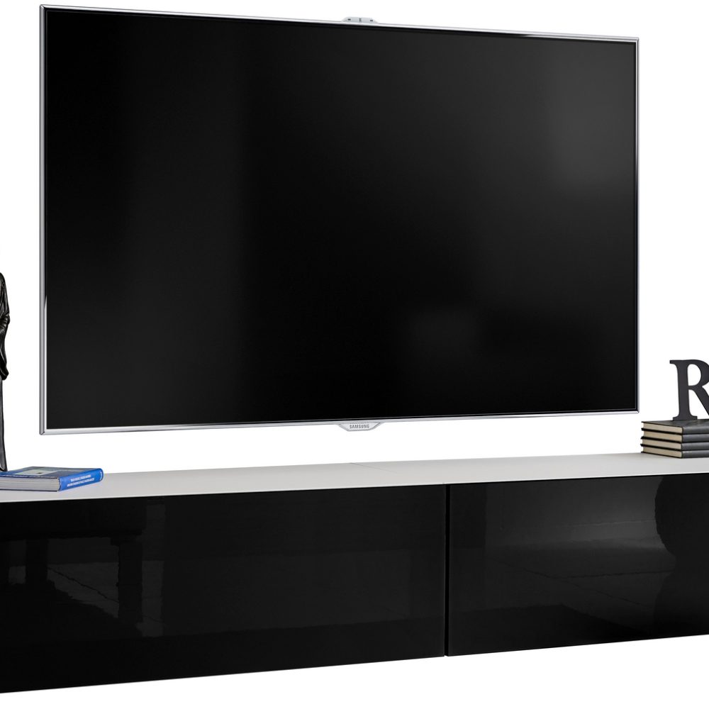 Loreto Hängeschrank für RTV, Schwarz/Weiß