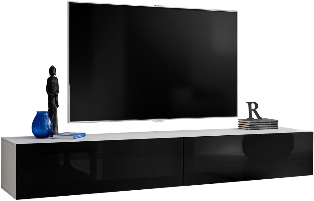 Loreto Hängeschrank für RTV, Schwarz/Weiß – Bild 1