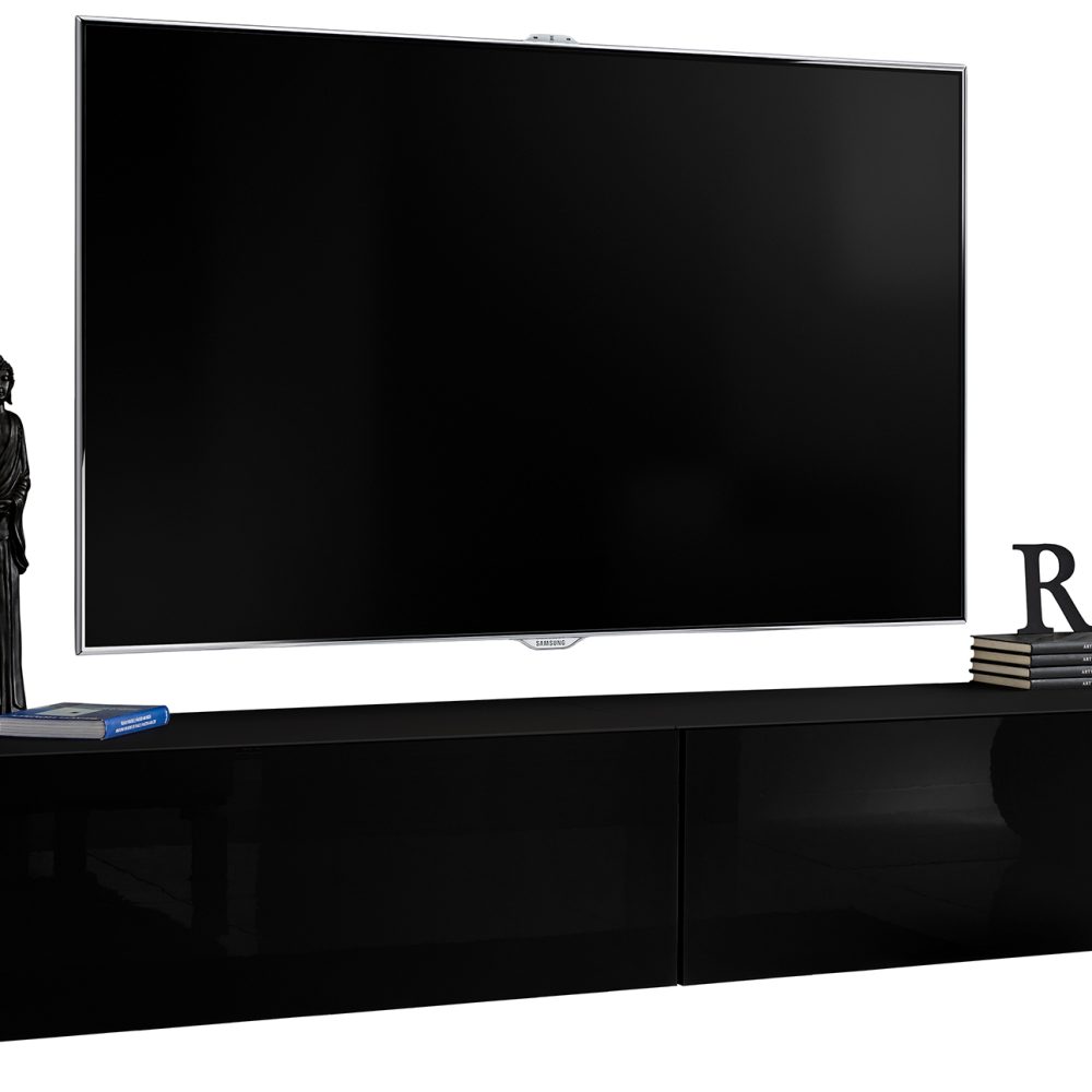 Loreto Hängeschrank TV, Schwarz/Schwarz