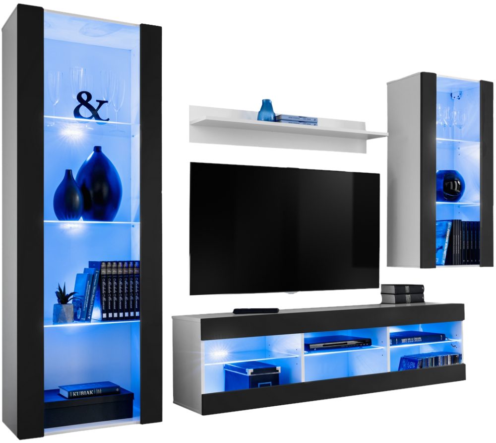 ISETR0100009000L1XXX_00 Tivoli Medio RTV Möbel Set, Schwarz/Weiß LED-Beleuchtung Blau – Bild 1