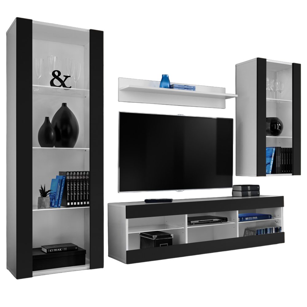 ISETR0100009000XXXXX_00 Tivoli Medio RTV Möbel Set, Schwarz/Weiß – Bild 1