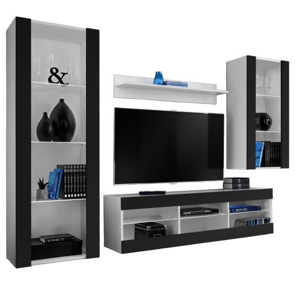Tivoli Medio RTV Möbel Set, Schwarz/Weiß