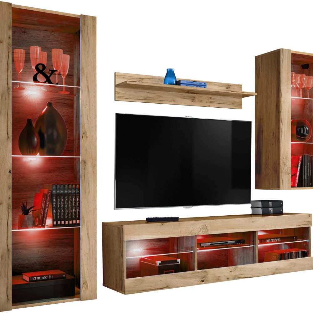 Tivoli Medio RTV Möbel Set, Wotan/Wotan LED RGB Beleuchtung