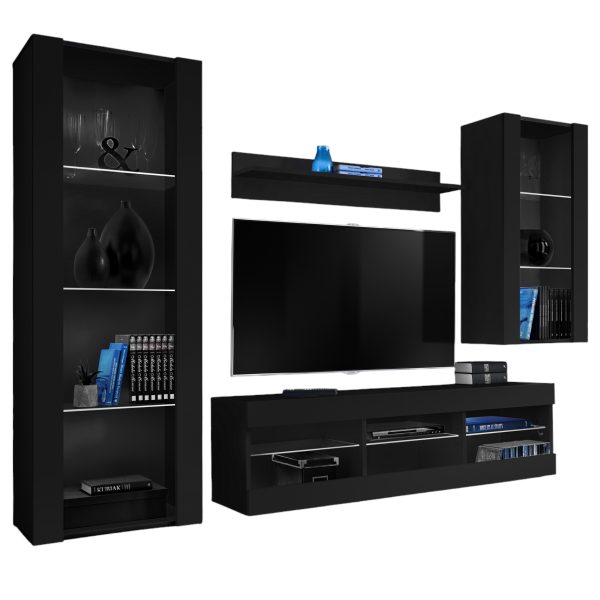 Tivoli Medio RTV Möbel Set, Schwarz/Schwarz