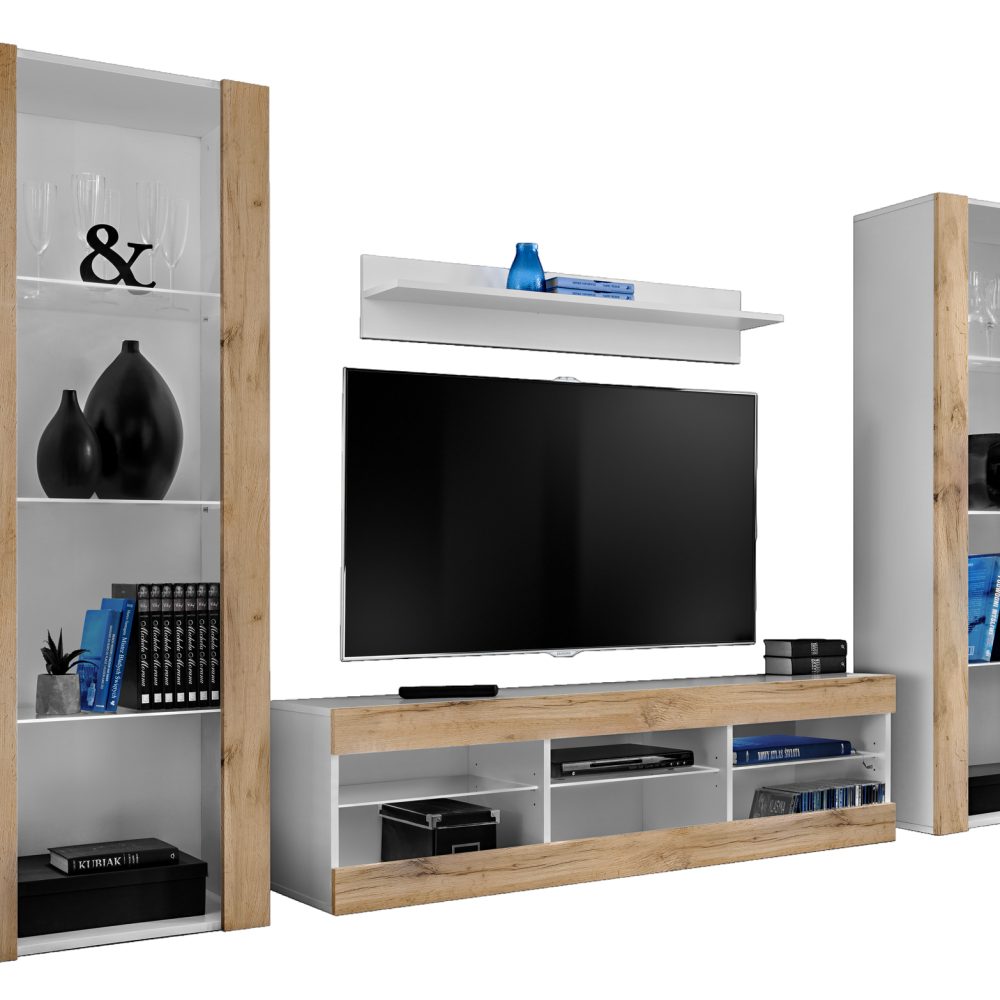 Tivoli Grande RTV Möbel Set, Wotan/Weiß