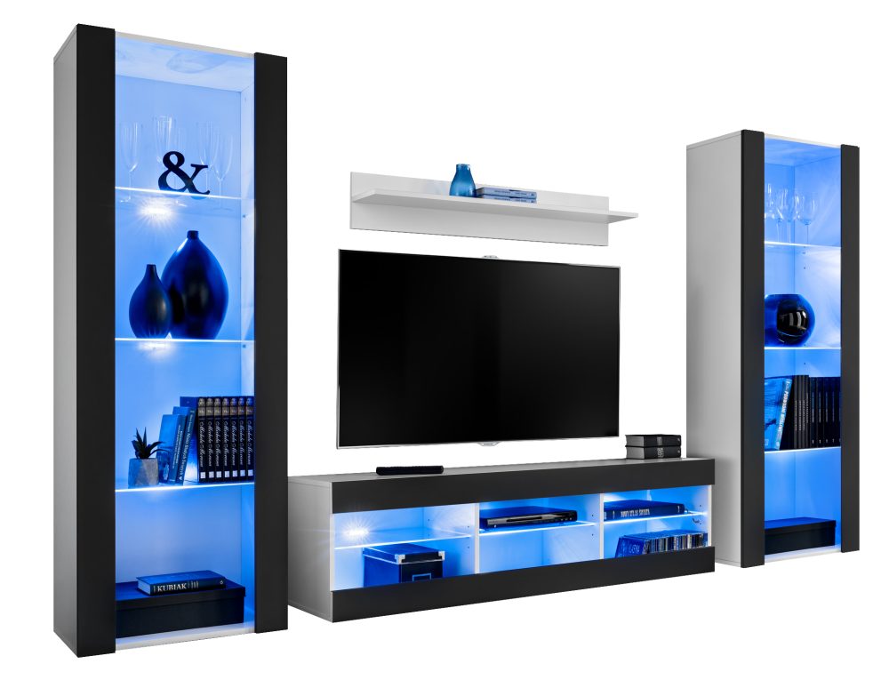 ISETR0200009900L1XXX_00 Tivoli Grande RTV Möbel Set, Schwarz/Weiß LED Beleuchtung Blau – Bild 1