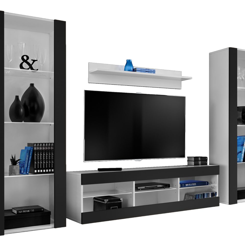 Tivoli Grande RTV Möbel Set, Schwarz/Weiß