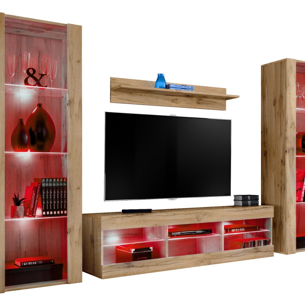 Tivoli Grande RTV Möbel Set, Wotan/Wotan LED RGB Beleuchtung