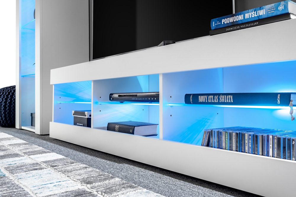 Tivoli Grande RTV Möbel Set, Schwarz/Wotan LED Beleuchtung Blau – Bild 3