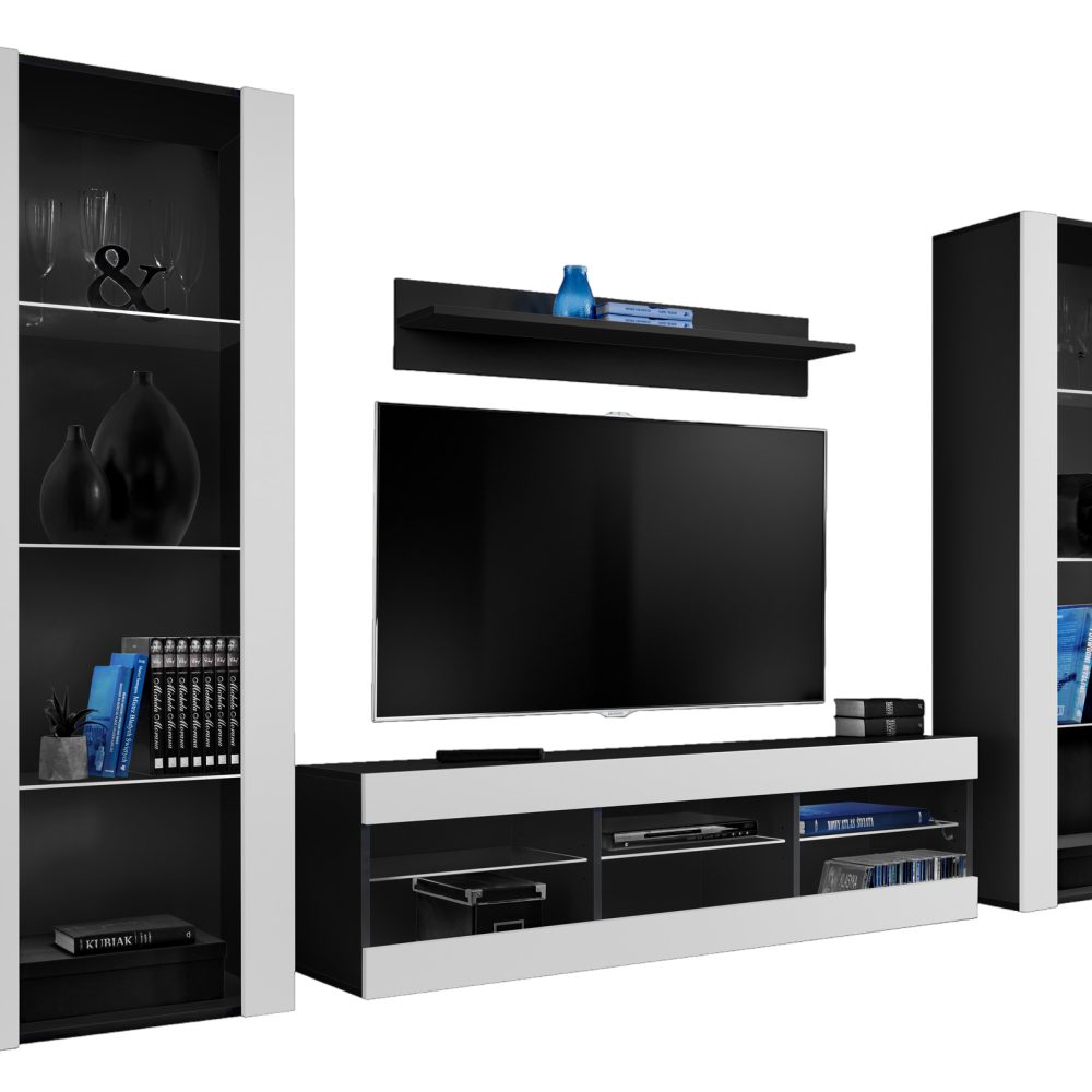 Tivoli Grande RTV Möbel Set, Weiß/Schwarz