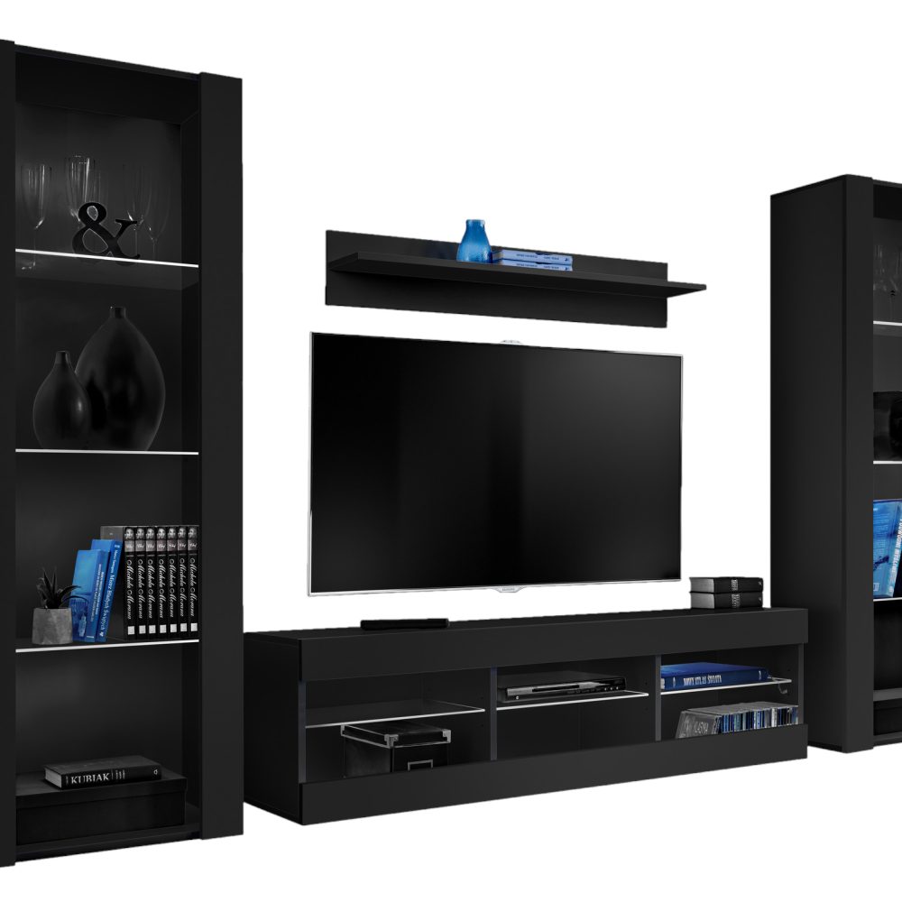 Tivoli Grande RTV Möbel Set, Schwarz/Schwarz