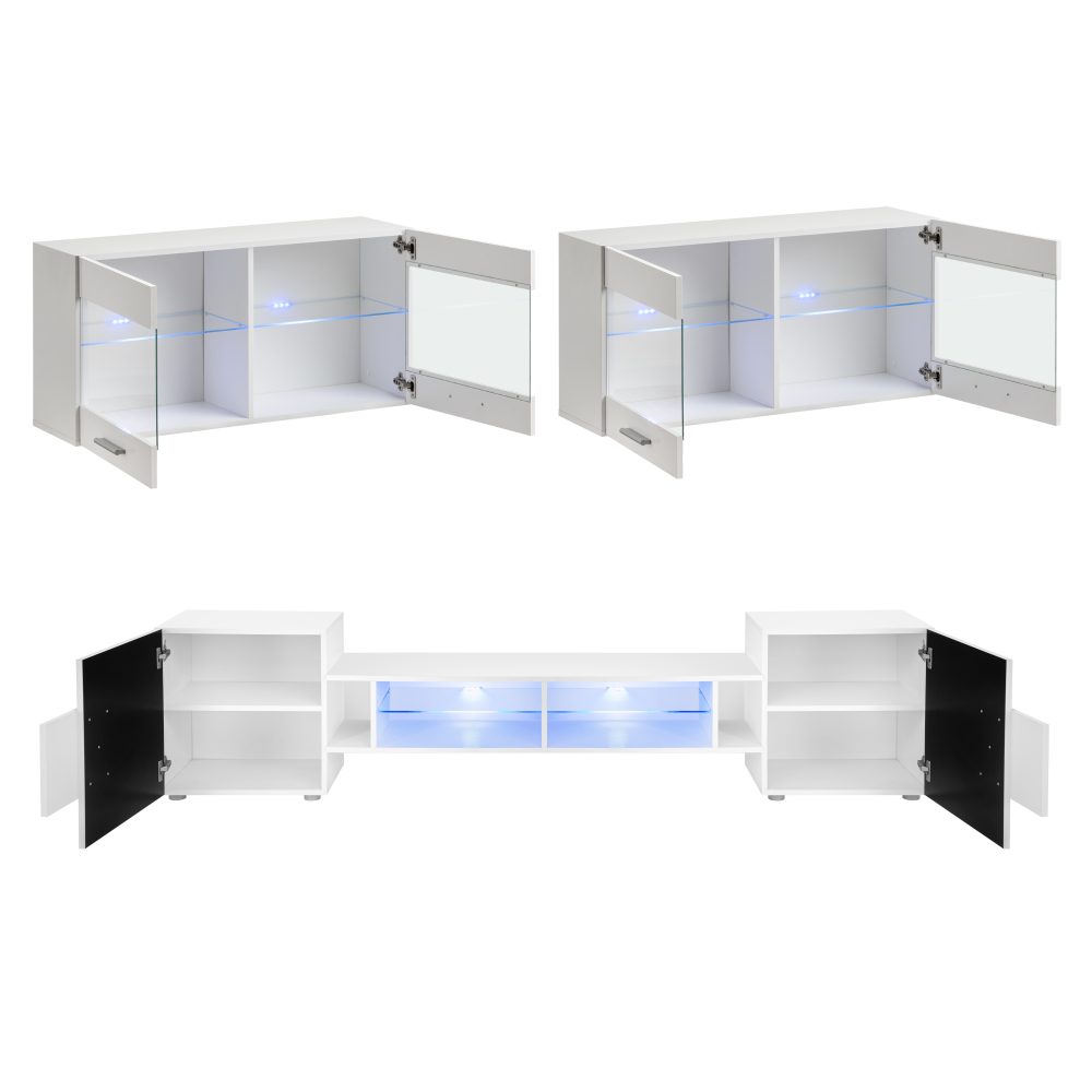 Foggia RTV Möbel Set, Wotan/Weiß RGB LED Beleuchtung – Bild 3