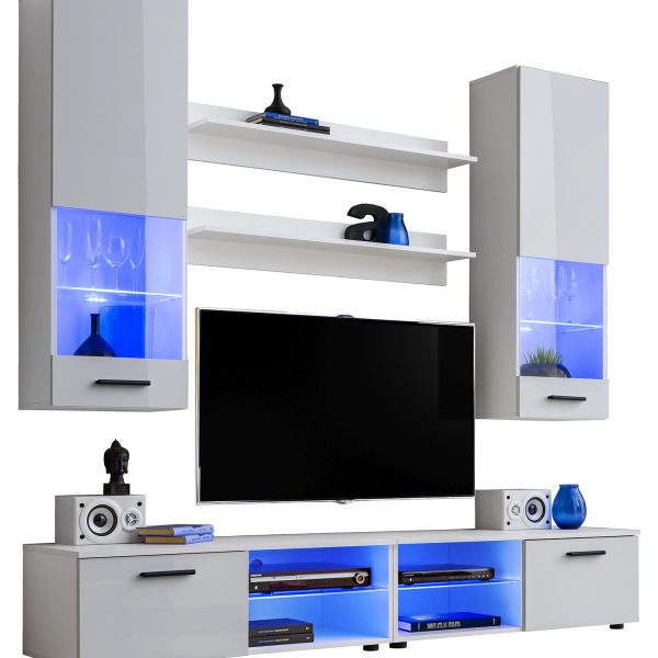 Varallo RTV Möbel Set, Weiß/Weiß