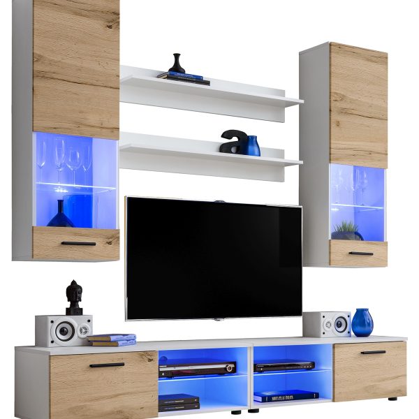 Varallo RTV Möbel Set, Wotan/Weiß