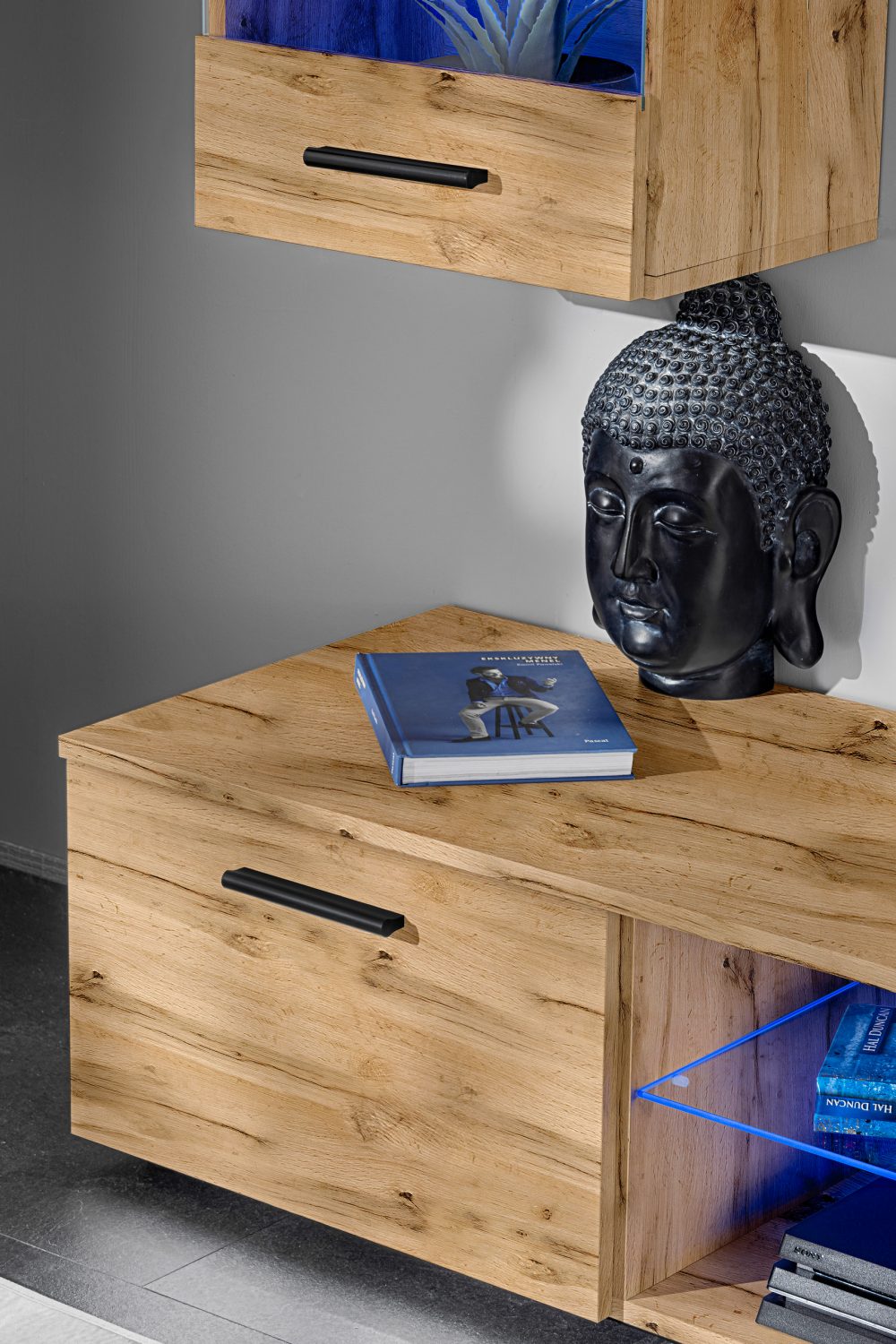 Varallo RTV Möbel Set, Wotan/Wotan LED Beleuchtung Blau – Bild 5