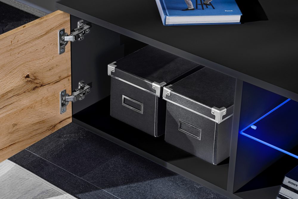 Varallo RTV Möbel Set, Wotan/Schwarz LED RGB Beleuchtung – Bild 6