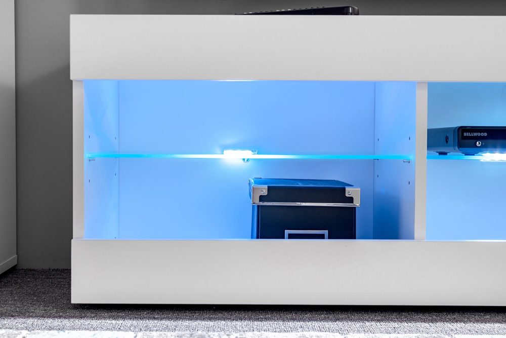 Set Möbel, Tivoli SET3, Schwarz/Schwarz, Breite 240cm x Höhe 159cm x Tiefe 35cm, LED Blau, für Wohnzimmer, Schlafzimmer – Bild 3