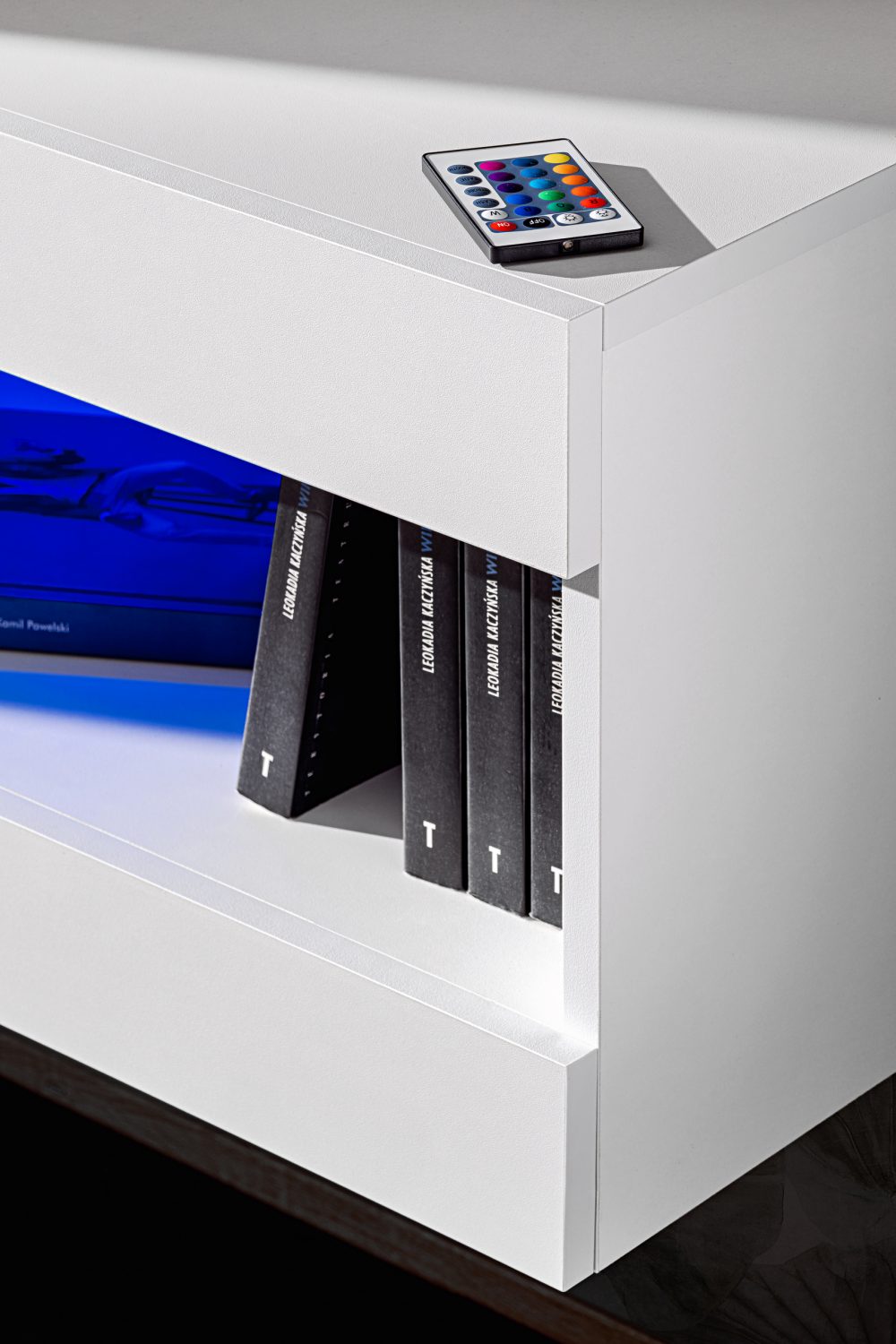  Set, Möbel, Tivoli SET4, Weiß/Weiß, Breite
  200cm x Höhe 41cm x Tiefe 35cm, LED Blau, für Wohnzimmer, Schlafzimmer – Bild 3