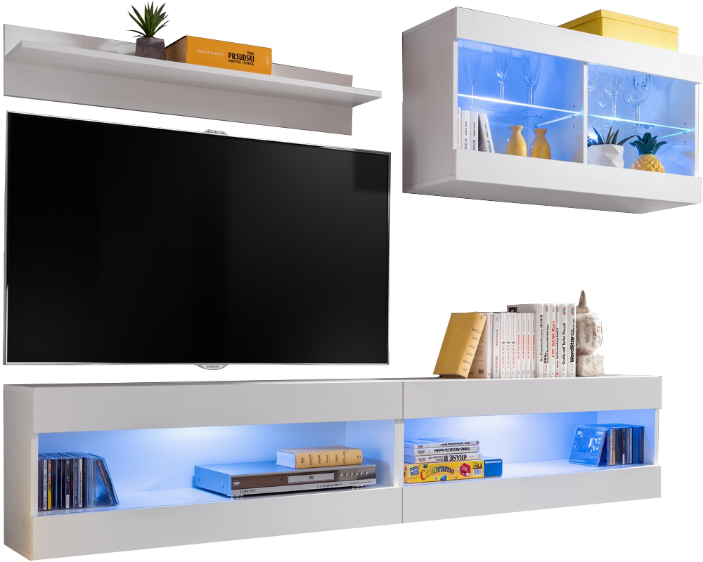 ISETR1700000000L1XXX_00-1 Set, Möbel, Tivoli SET6, Weiß/Weiß, Breite
200cm x Höhe 195cm x Tiefe 35cm, LED Blau, für Wohnzimmer, Schlafzimmer – Bild 1