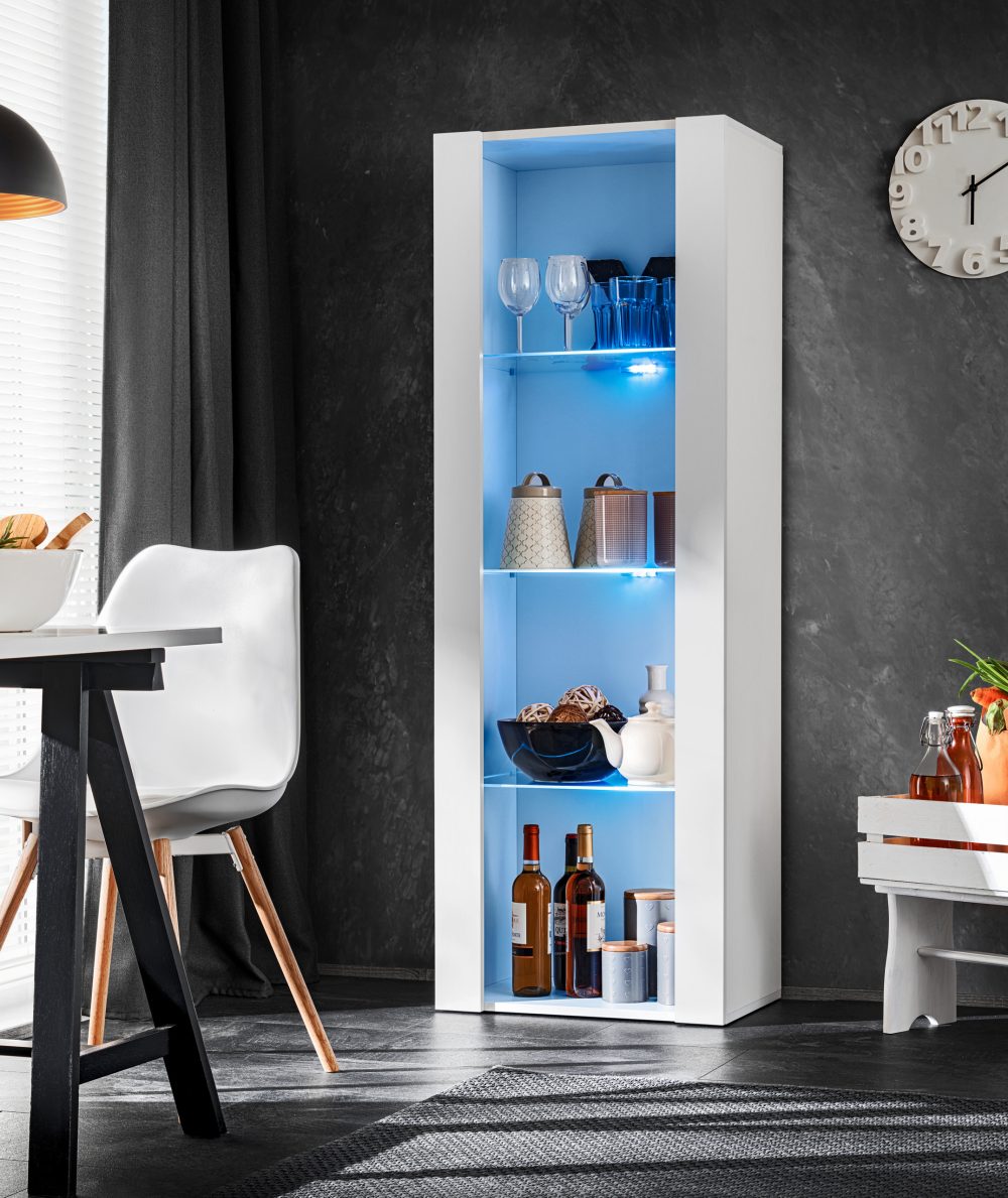 Tivoli Schrank, Weiß/Weiß LED-Beleuchtung Blau – Bild 4