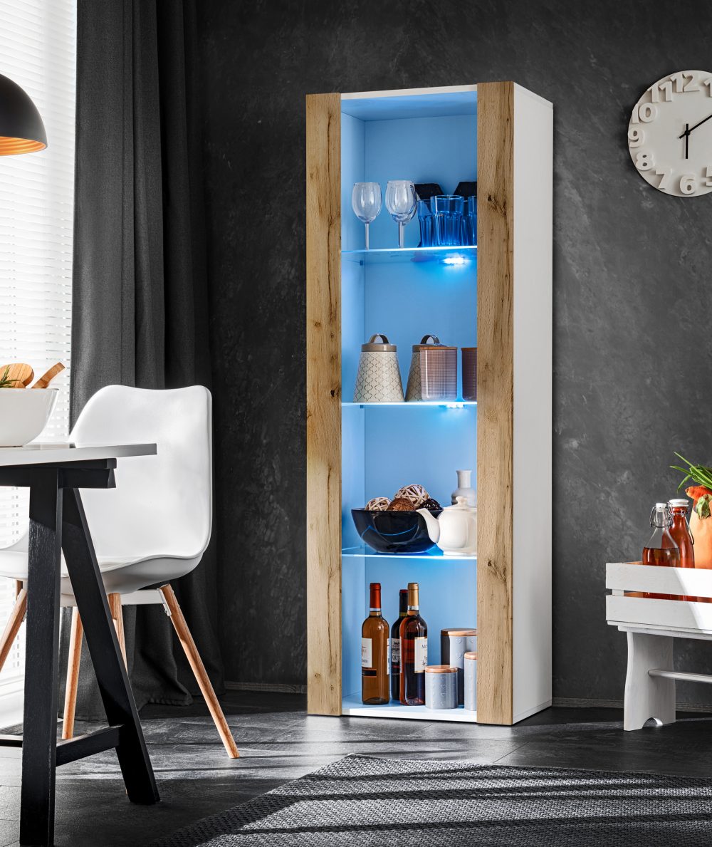 Tivoli Schrank, Wotan/Weiß LED Beleuchtung Blau – Bild 4