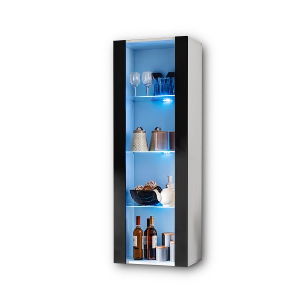 Tivoli Schrank, Schwarz/Weiß LED-Beleuchtung Blau