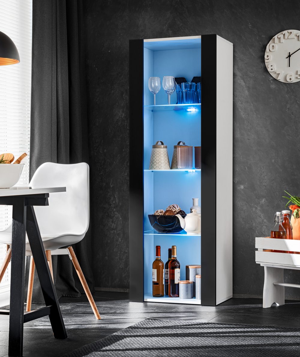 Tivoli Schrank, Schwarz/Weiß LED-Beleuchtung Blau – Bild 4