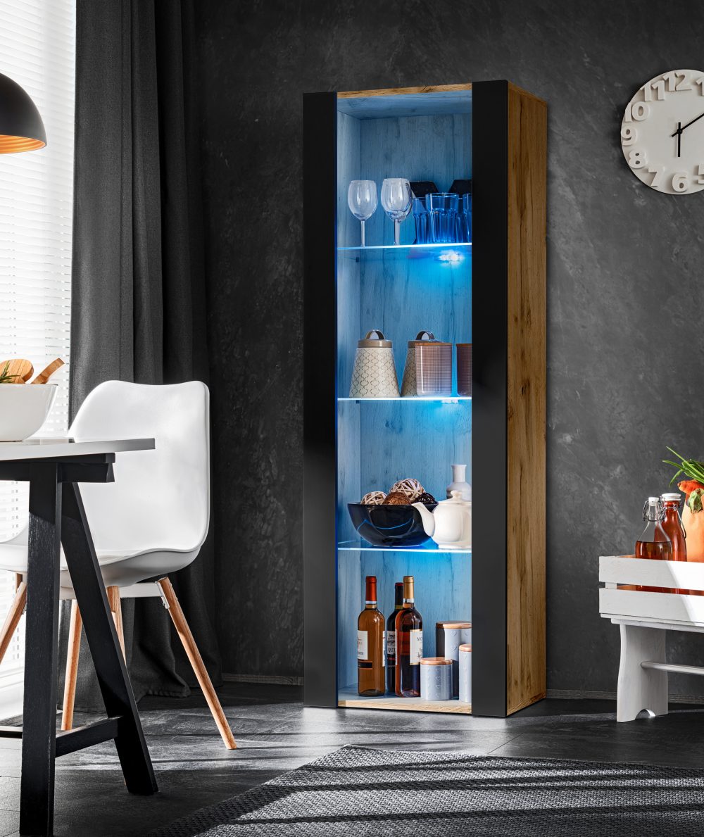 Tivoli Schrank, Schwarz/Wotan LED Beleuchtung Blau – Bild 4